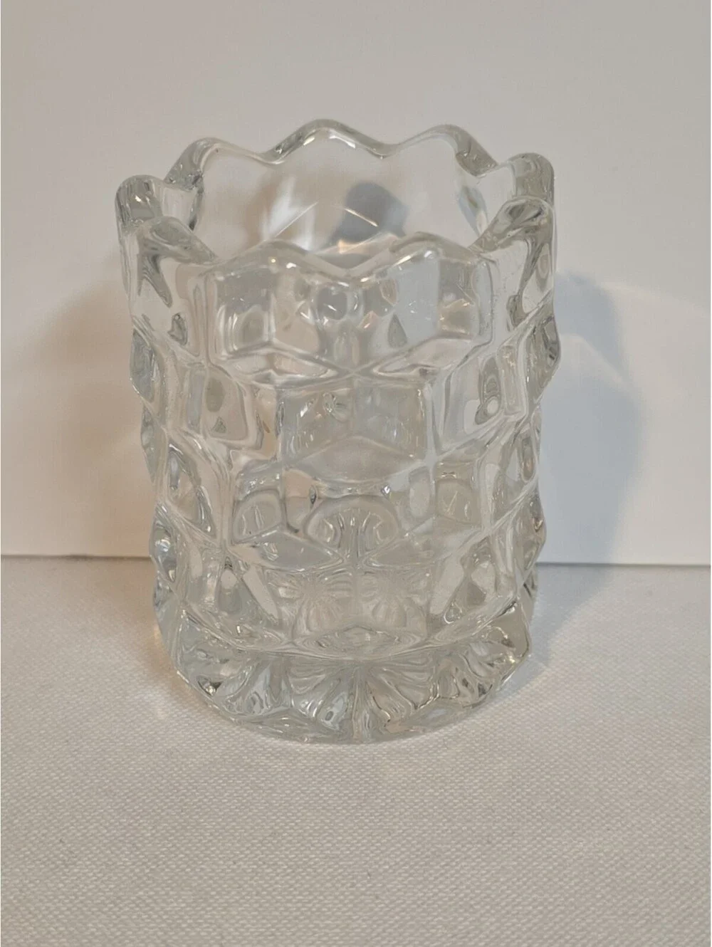 Vintage Fostoria American Glass Toothpick Holder Cube Design